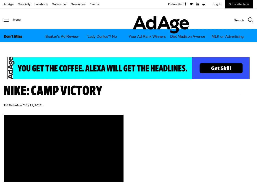 Advertising & Marketing Industry News - AdAge - Nike: Camp Victory Advertising & Marketing Industry News - AdAge - Nike: Camp Victory