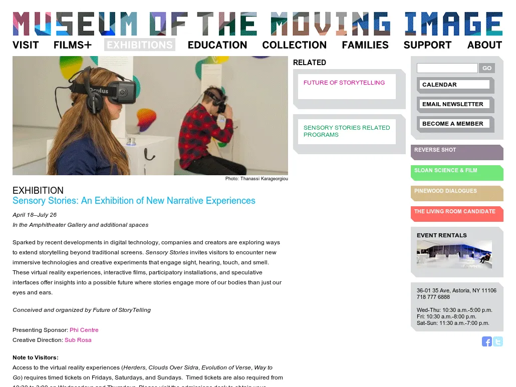 Museum of the Moving Image - Museum of the Moving Image - Exhibitions - Sensory Stories: An Exhibition of New Narrative Experiences Museum of the Moving Image - Museum of the Moving Image - Exhibitions - Sensory Stories: An Exhibition of New Narrative Experiences