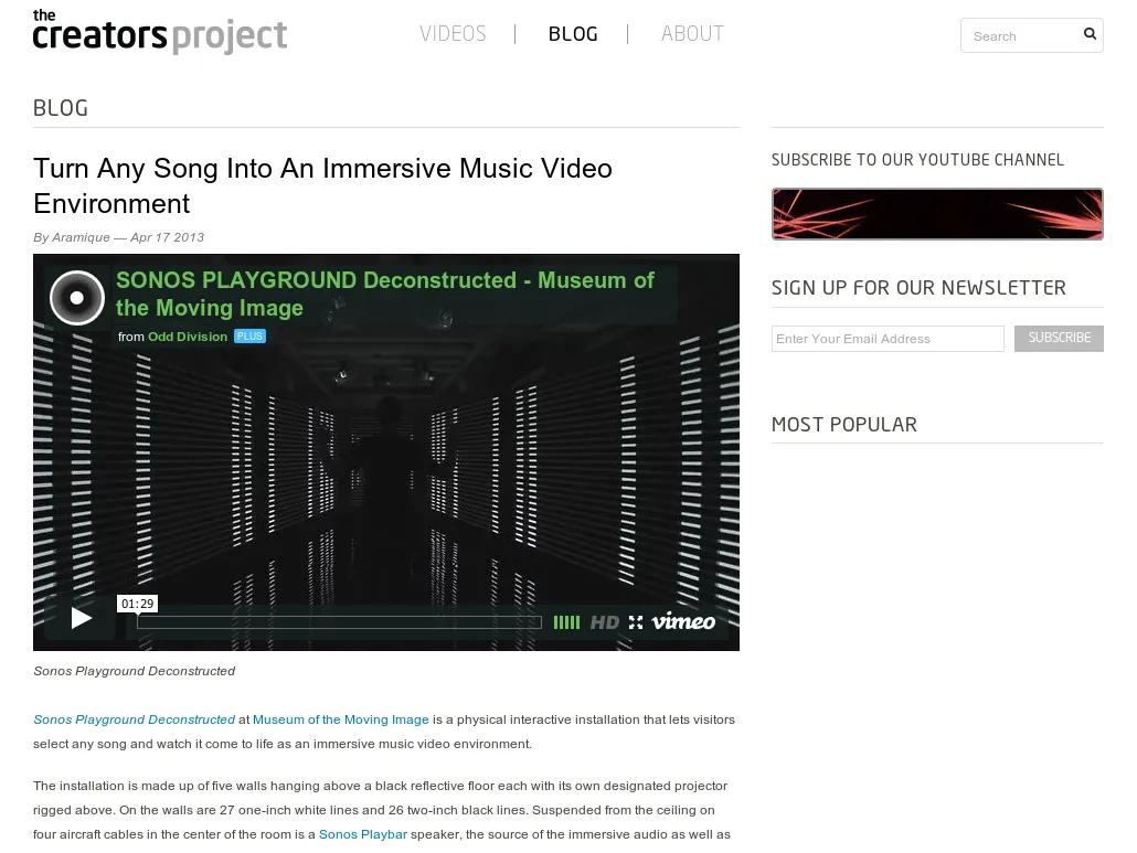 The Creators Project - Turn Any Song Into An Immersive Music Video Environment The Creators Project - Turn Any Song Into An Immersive Music Video Environment