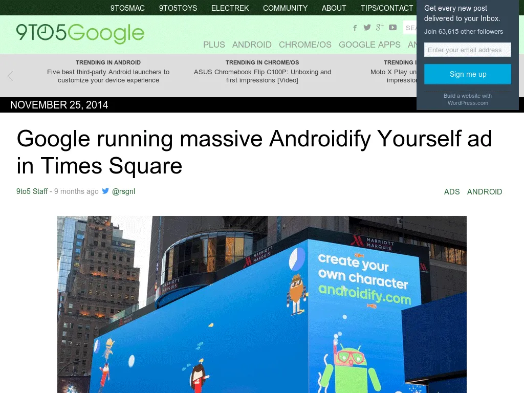 9to5Google-Google running massive Androidify Yourself ad in Times Square 9to5Google-Google running massive Androidify Yourself ad in Times Square