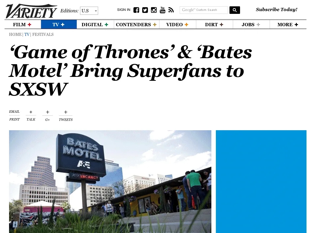 Variety - 'Game of Thrones' & 'Bates Motel' Bring Superfans to SXSW Variety - 'Game of Thrones' & 'Bates Motel' Bring Superfans to SXSW