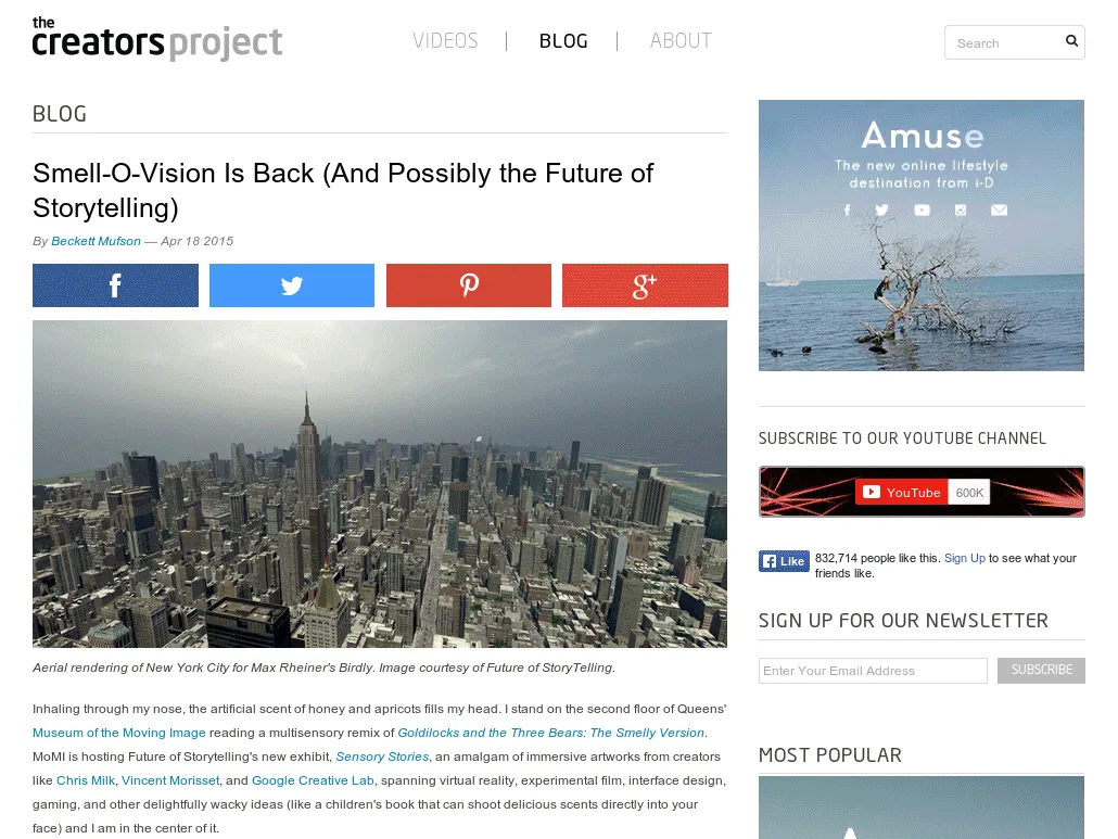 The Creators Project - Smell-O-Vision Is Back (And Possibly the Future of Storytelling) The Creators Project - Smell-O-Vision Is Back (And Possibly the Future of Storytelling)
