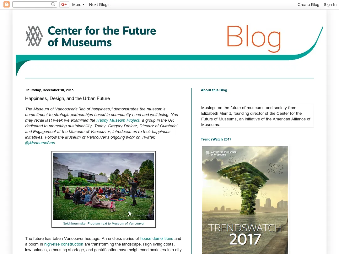 Center for the Future of Museums - Happiness, Design, and the Urban Future Center for the Future of Museums - Happiness, Design, and the Urban Future