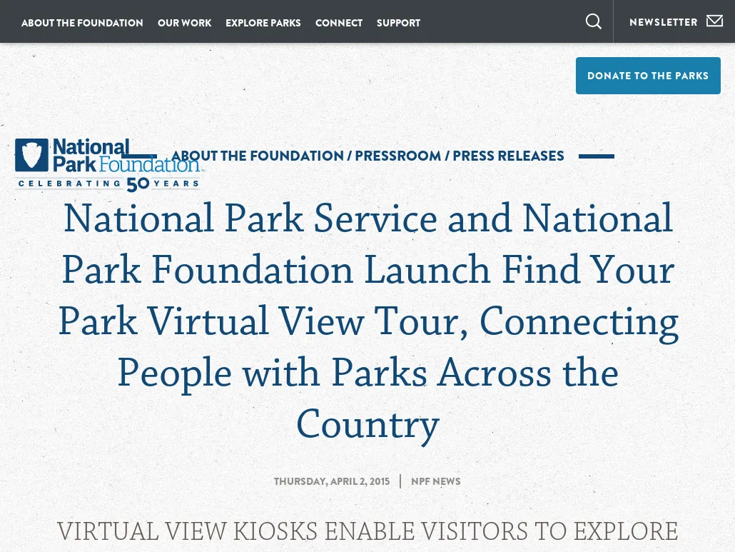 National Park Foundation - National Park Service and National Park Foundation Launch Find Your Park Virtual View Tour, Connecting People with Parks Across the Country National Park Foundation - National Park Service and National Park Foundation Launch Find Your Park Virtual View Tour, Connecting People with Parks Across the Country