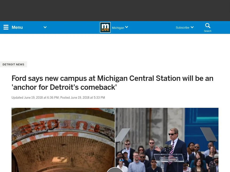 MLIVE.com - Ford says new campus at Michigan Central Station will be an 'anchor for Detroit's comeback' MLIVE.com - Ford says new campus at Michigan Central Station will be an 'anchor for Detroit's comeback'