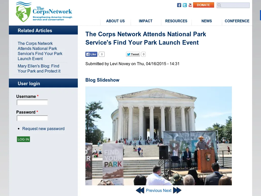 The Corps Network - The Corps Network Attends National Park Service's Find Your Park Launch Event The Corps Network - The Corps Network Attends National Park Service's Find Your Park Launch Event