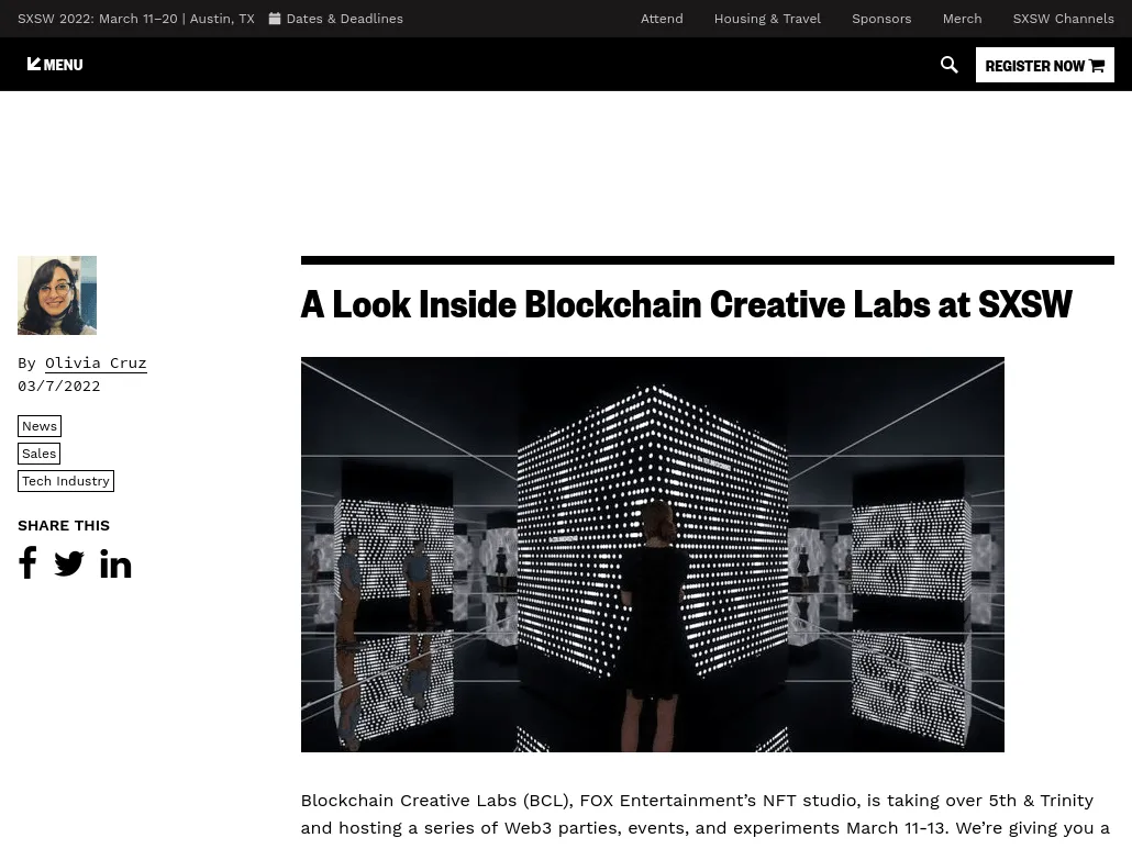 SXSW Interactive - A Look Inside Blockchain Creative Labs at SXSW SXSW Interactive - A Look Inside Blockchain Creative Labs at SXSW