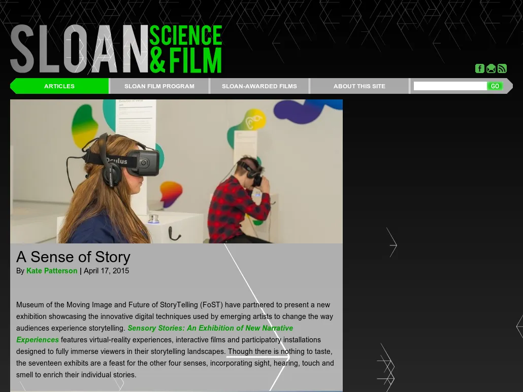 Sloan Science & Film - A Sense of Story Sloan Science & Film - A Sense of Story