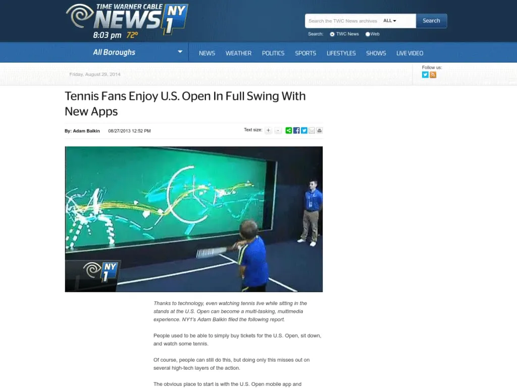 Tennis Fans Enjoy U.S. Open in Full Swing With New Apps Image