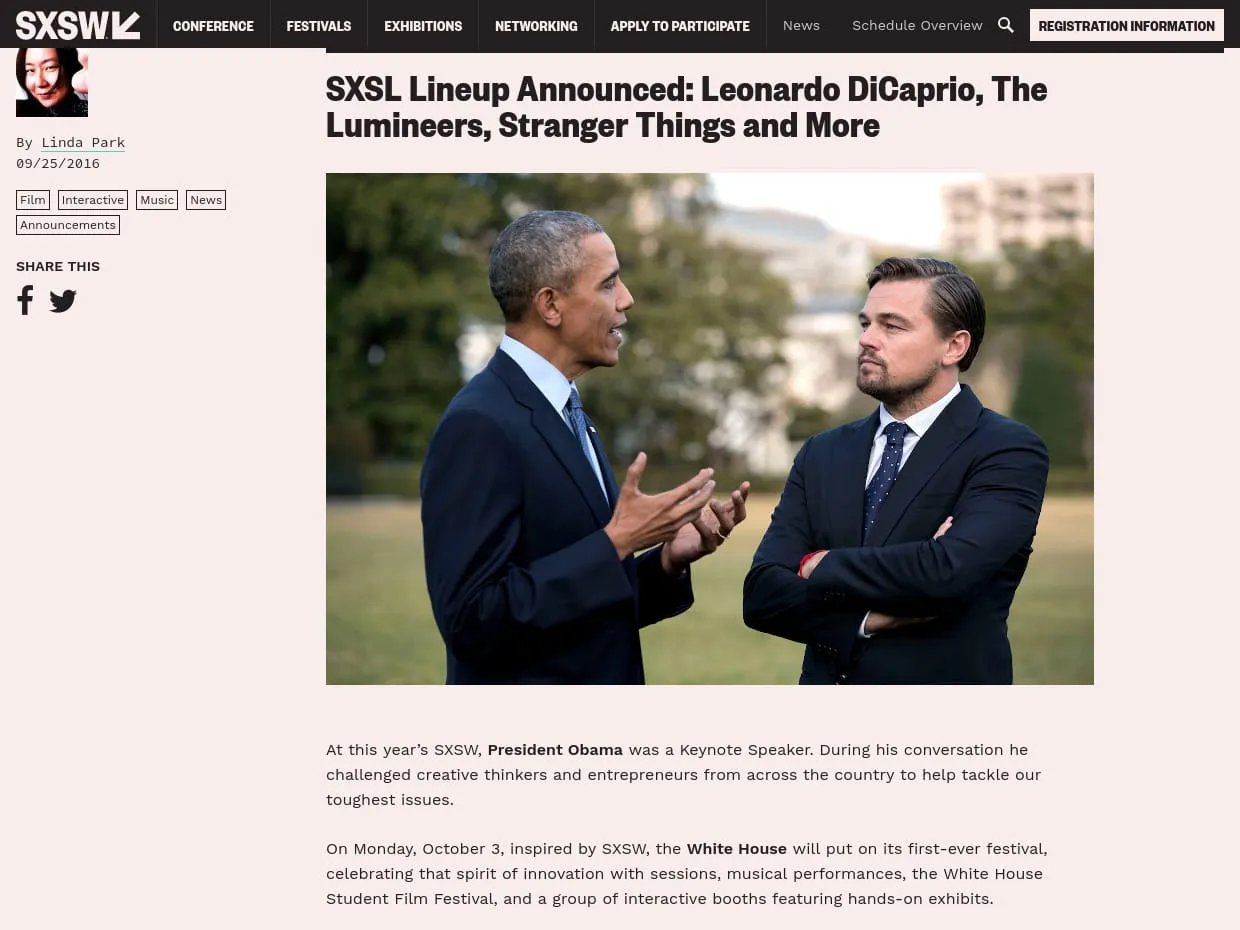 SXSW Interactive - SXSL Lineup Announced: Leonardo DiCaprio, The Lumineers, Stranger Things and More SXSW Interactive - SXSL Lineup Announced: Leonardo DiCaprio, The Lumineers, Stranger Things and More