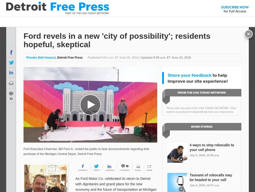 Detroit Free Press - Ford revels in a new 'city of possibility'; residents hopeful, skeptical Detroit Free Press - Ford revels in a new 'city of possibility'; residents hopeful, skeptical