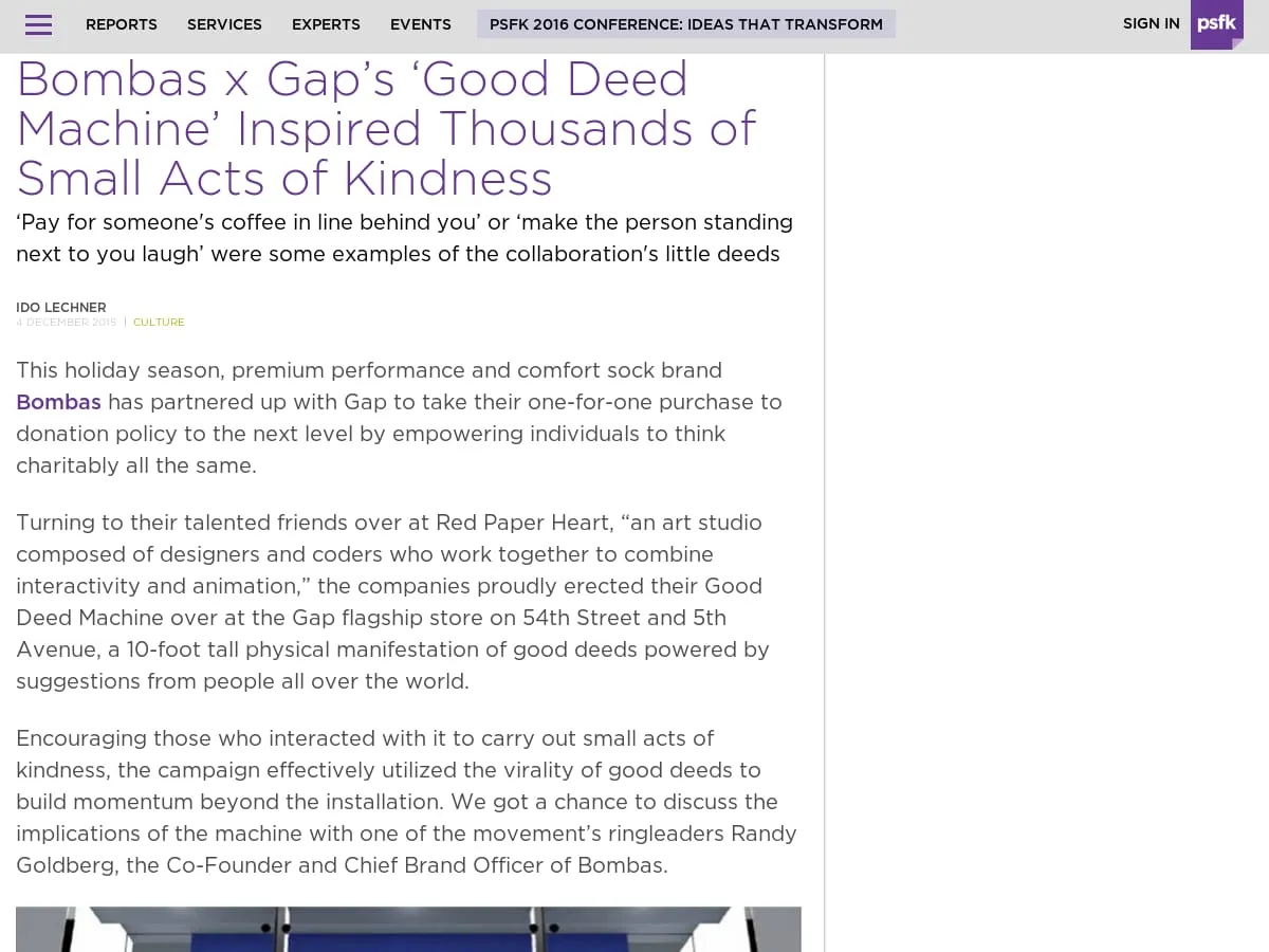 PSFK - Bombas x Gap's 'Good Deed Machine' Inspires Kindness PSFK - Bombas x Gap's 'Good Deed Machine' Inspires Kindness