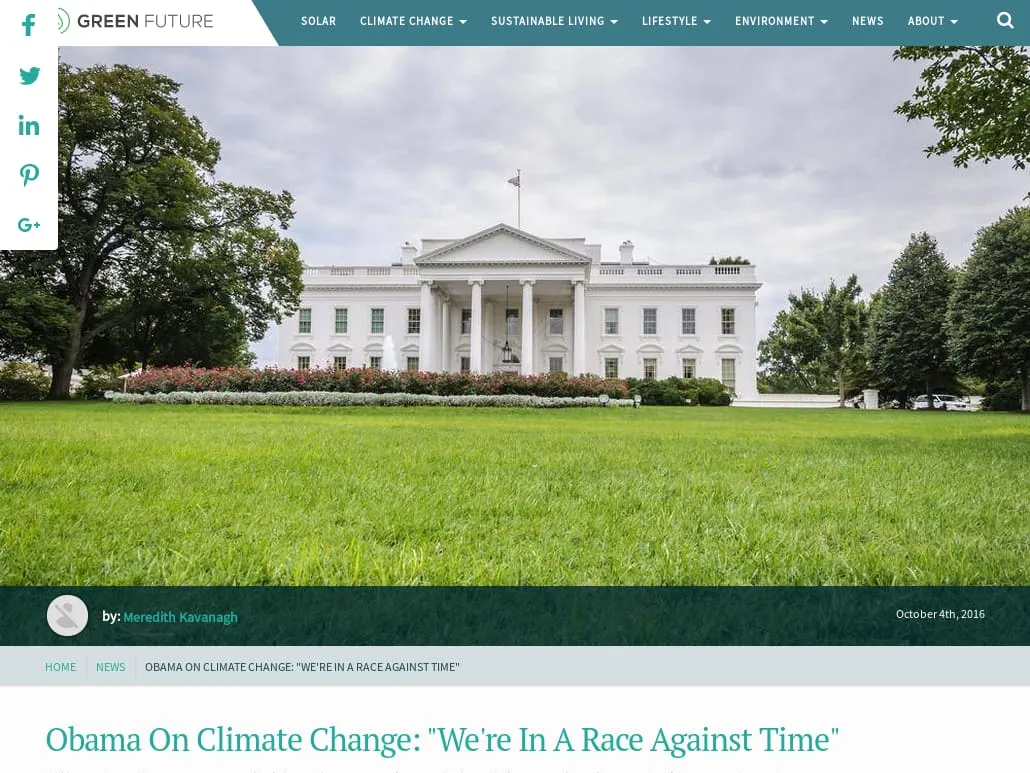 Green Future - Solar & Energy Information - Obama On Climate Change: "We're In A Race Against Time" Green Future - Solar & Energy Information - Obama On Climate Change: "We're In A Race Against Time"