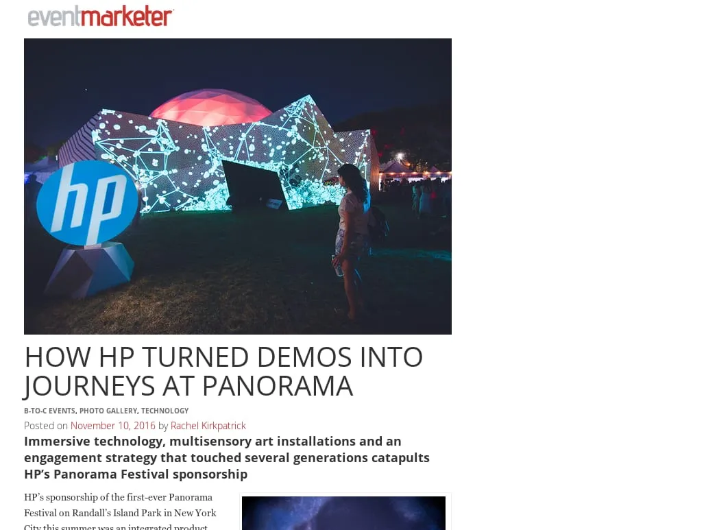 Event Marketer - HP Demos Offer Participatory Journeys at Panorama Festival Event Marketer - HP Demos Offer Participatory Journeys at Panorama Festival