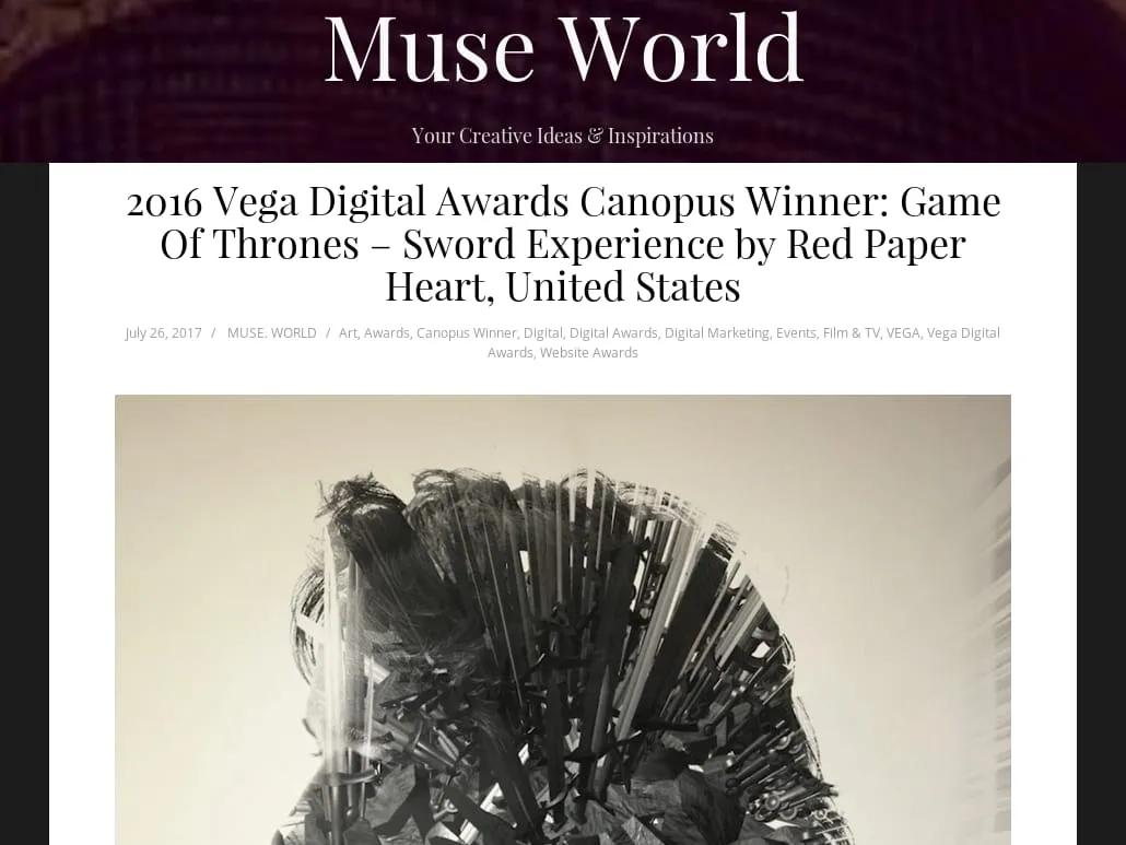 Muse World - Canopus Winner: Game Of Thrones - Sword Experience by Red Paper Heart Muse World - Canopus Winner: Game Of Thrones - Sword Experience by Red Paper Heart