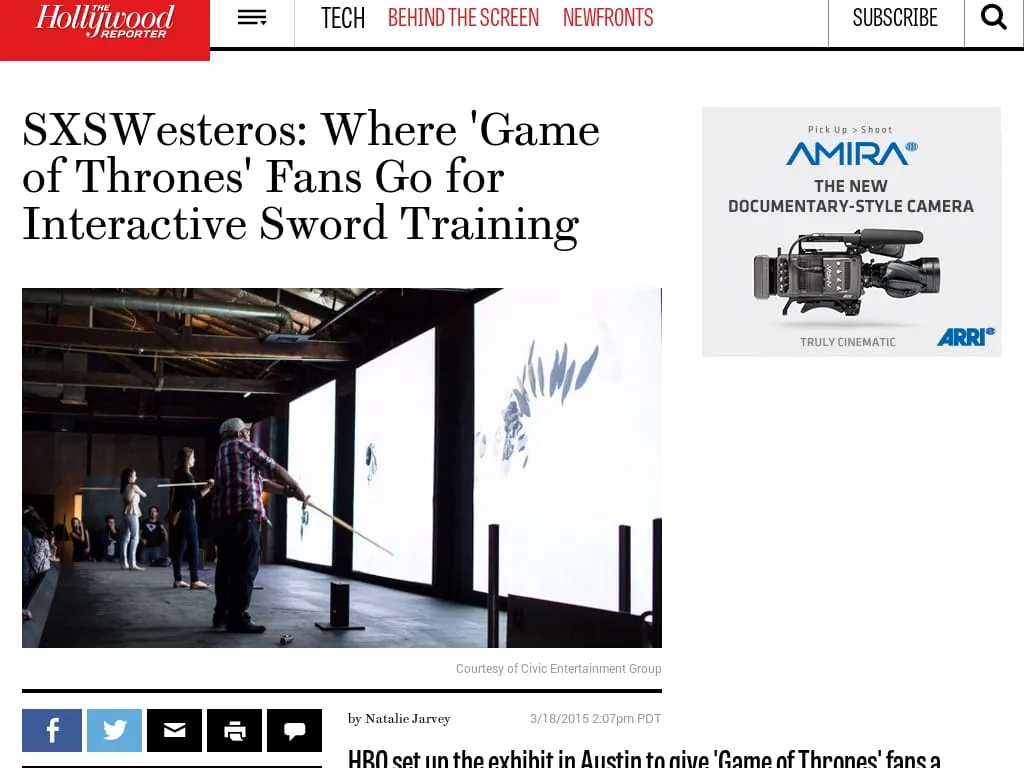 The Hollywood Reporter - SXSWesteros: Where 'Game of Thrones' Fans Go for Interactive Sword Training The Hollywood Reporter - SXSWesteros: Where 'Game of Thrones' Fans Go for Interactive Sword Training