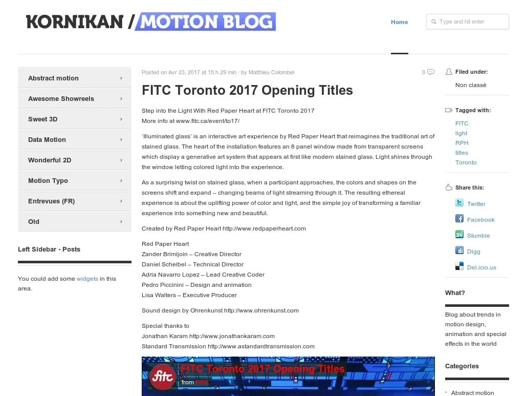 Matthieu Colombel / Motion Design | Président du studio BlackMeal / Blog sur les tendances du Motion Design et de la vidéo en général - FITC Toronto 2017 Opening Titles Matthieu Colombel / Motion Design | Président du studio BlackMeal / Blog sur les tendances du Motion Design et de la vidéo en général - FITC Toronto 2017 Opening Titles