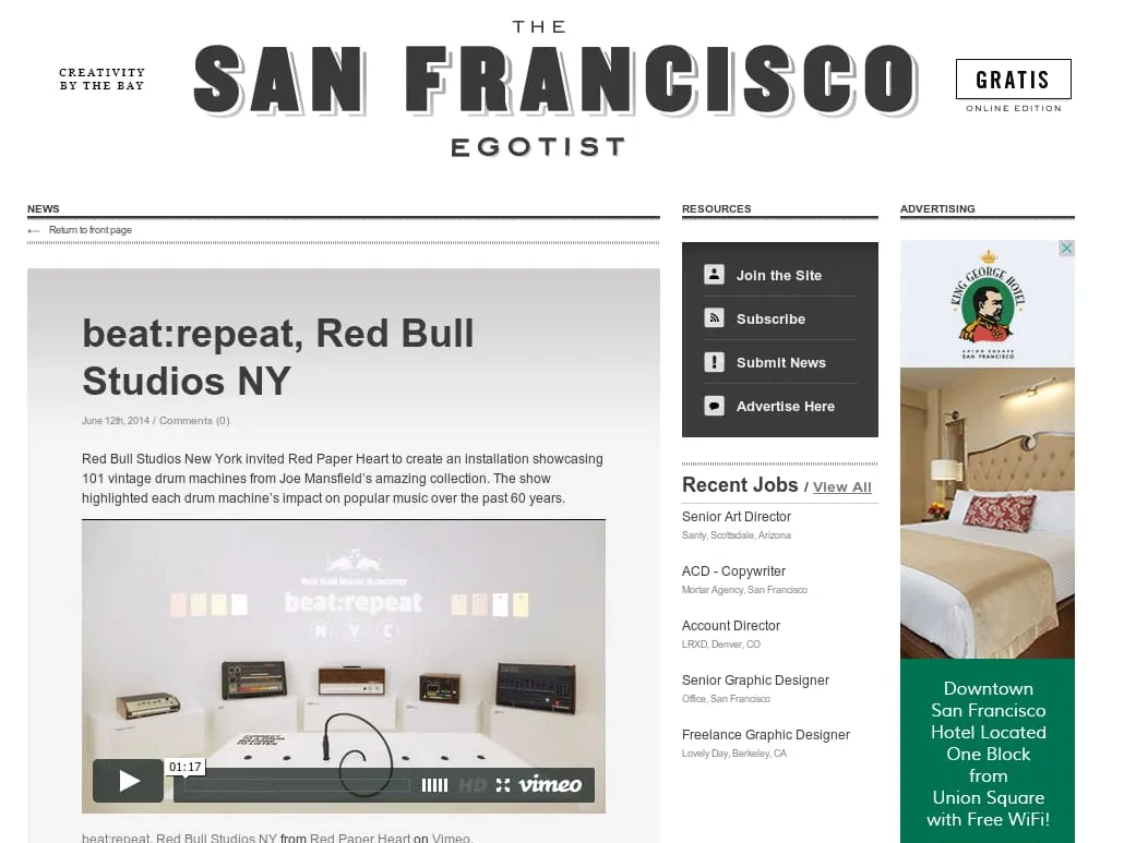 The San Francisco Egotist - beat:repeat, Red Bull Studios NY - The San Francisco Egotist The San Francisco Egotist - beat:repeat, Red Bull Studios NY - The San Francisco Egotist
