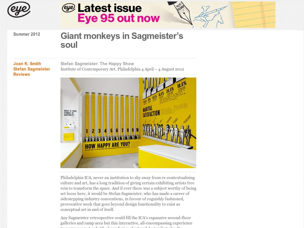 Eye Magazine - Giant monkeys in Sagmeister’s soul Eye Magazine - Giant monkeys in Sagmeister’s soul
