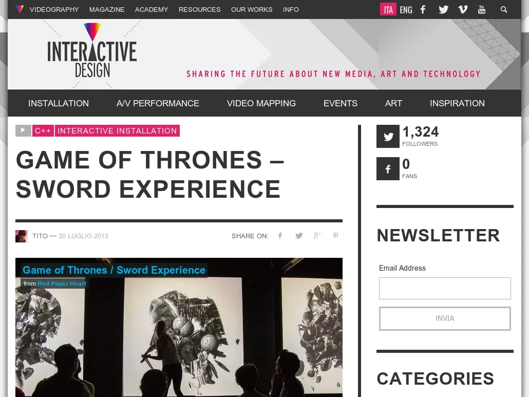 Interactive Design - C++ Interactive Installation: Game of Thrones – Sword Experience Interactive Design - C++ Interactive Installation: Game of Thrones – Sword Experience