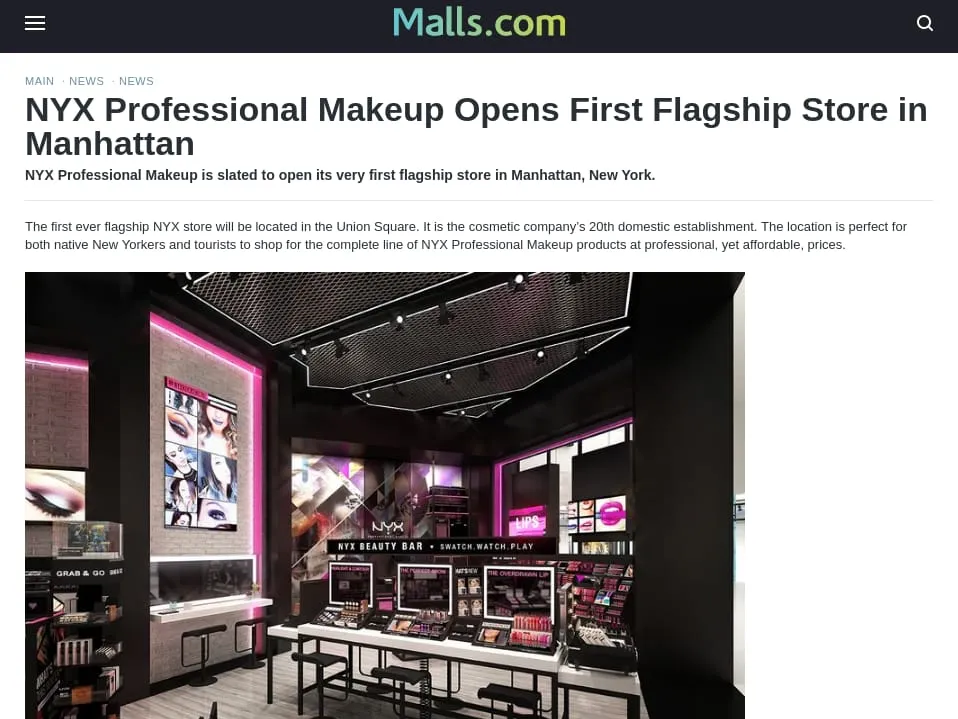 Malls.Com - NYX Professional Makeup Opens First Flagship Store in Manhattan Malls.Com - NYX Professional Makeup Opens First Flagship Store in Manhattan