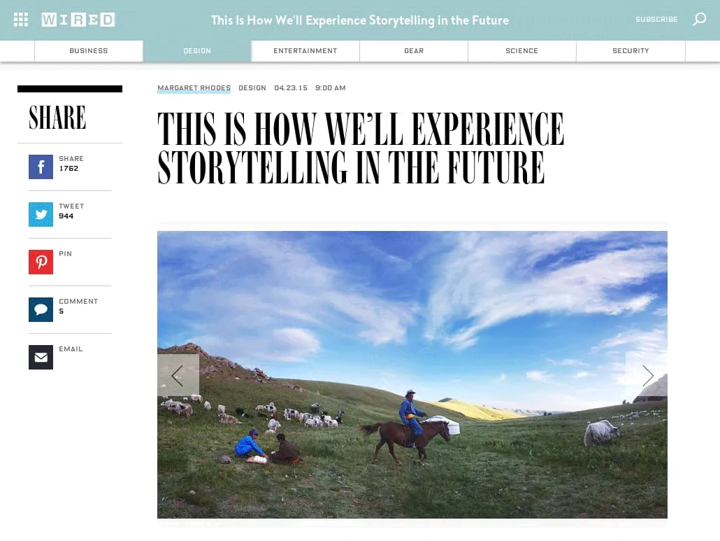 Wired - This Is How We’ll Experience Storytelling in the Future Wired - This Is How We’ll Experience Storytelling in the Future