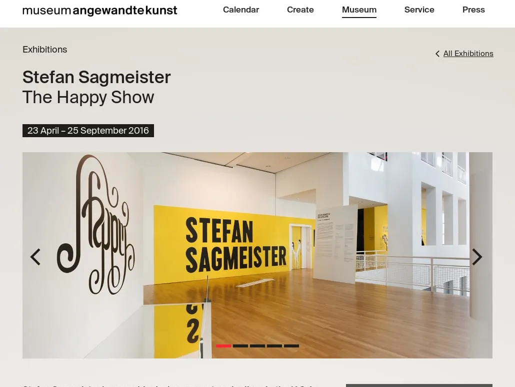 Home / Museum Angewandte Kunst - Stefan Sagmeister. The Happy Show / Museum Angewandte Kunst Home / Museum Angewandte Kunst - Stefan Sagmeister. The Happy Show / Museum Angewandte Kunst