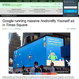 9to5Google-Google running massive Androidify Yourself ad in Times Square