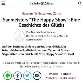 Badische Zeitung - Sagmeisters "The Happy Show": Eine Geschichte des Glücks - Ausstellungen - Badische Zeitung Badische Zeitung - Sagmeisters "The Happy Show": Eine Geschichte des Glücks - Ausstellungen - Badische Zeitung