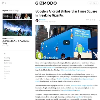 Gizmodo-Google's Android Billboard in Times Square Is Freaking Gigantic