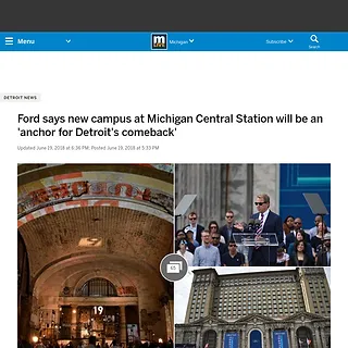 MLIVE.com - Ford says new campus at Michigan Central Station will be an 'anchor for Detroit's comeback'