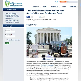 The Corps Network - The Corps Network Attends National Park Service's Find Your Park Launch Event The Corps Network - The Corps Network Attends National Park Service's Find Your Park Launch Event