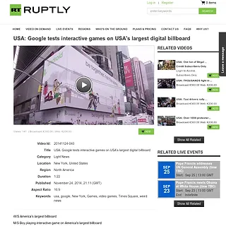 Ruptly News Agency - USA: Google tests interactive games on USA's largest digital billboard