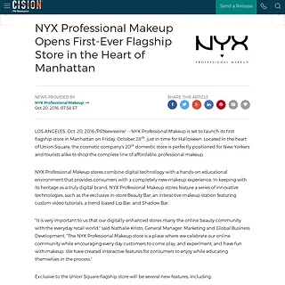 PR Newswire: press release distribution, targeting, monitoring and - NYX Professional Makeup Opens First-Ever Flagship Store in the Heart of Manhattan