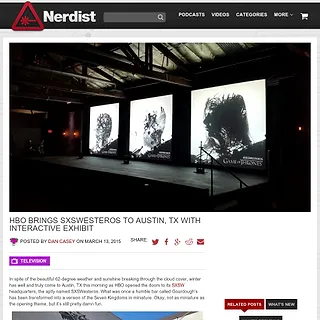 Nerdist - HBO Brings SXSWesteros to Austin, TX with Interactive Exhibit