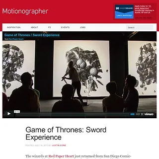 Motionographer - Game of Thrones: Sword Experience