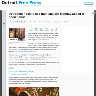 Detroit Free Press - Detroiters flock to see train station; Monday added to open house