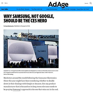 Advertising & Marketing Industry News - AdAge - Why Samsung, not Google, Should Be the CES Hero