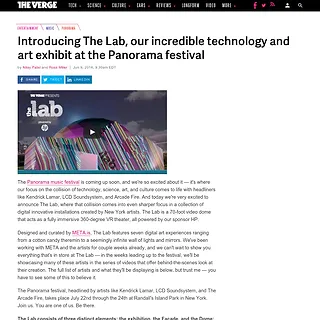 The Verge - Introducing The Lab, our incredible technology and art exhibit at the Panorama festival