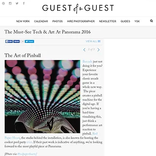 Guest of a Guest - The Must-See Tech & Art At Panorama 2016: The Art of Pinball