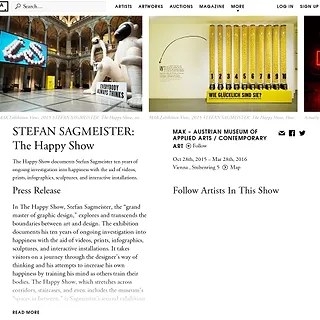 Artsy - STEFAN SAGMEISTER: The Happy Show | MAK – Austrian Museum of Applied Arts / Contemporary Art | Artsy Artsy - STEFAN SAGMEISTER: The Happy Show | MAK – Austrian Museum of Applied Arts / Contemporary Art | Artsy