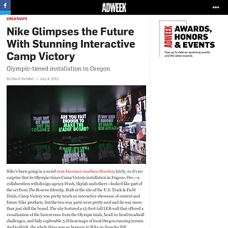 AdWeek - Nike Glimpses the Future With Stunning Interactive Camp Victory AdWeek - Nike Glimpses the Future With Stunning Interactive Camp Victory