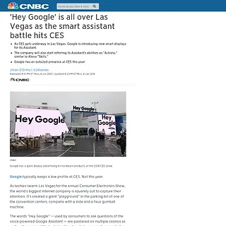 CNBC - 'Hey Google' is all over Las Vegas as the smart assistant battle hits CES