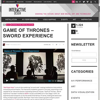 Interactive Design - C++ Interactive Installation: Game of Thrones – Sword Experience