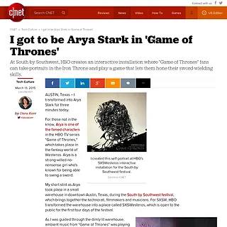 C|Net - I got to be Arya Stark in 'Game of Thrones'